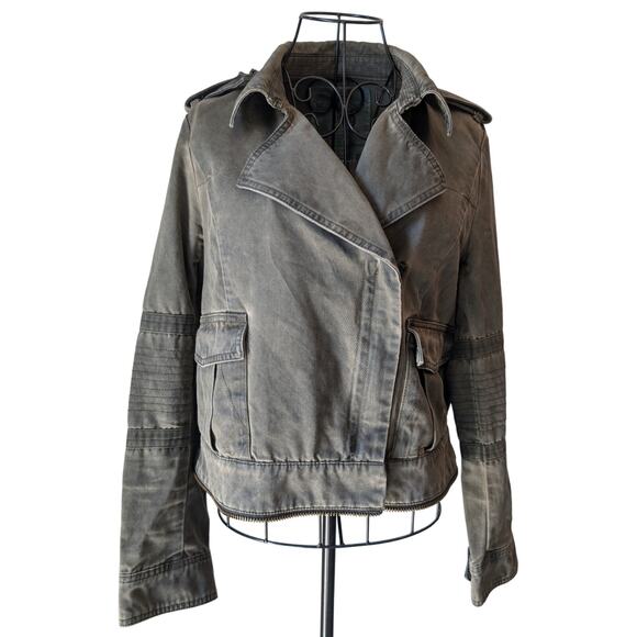 Zadig & Voltaire Klara Asymmetrical Green Cotton Military Jacket Womens Medium - Picture 1 of 13